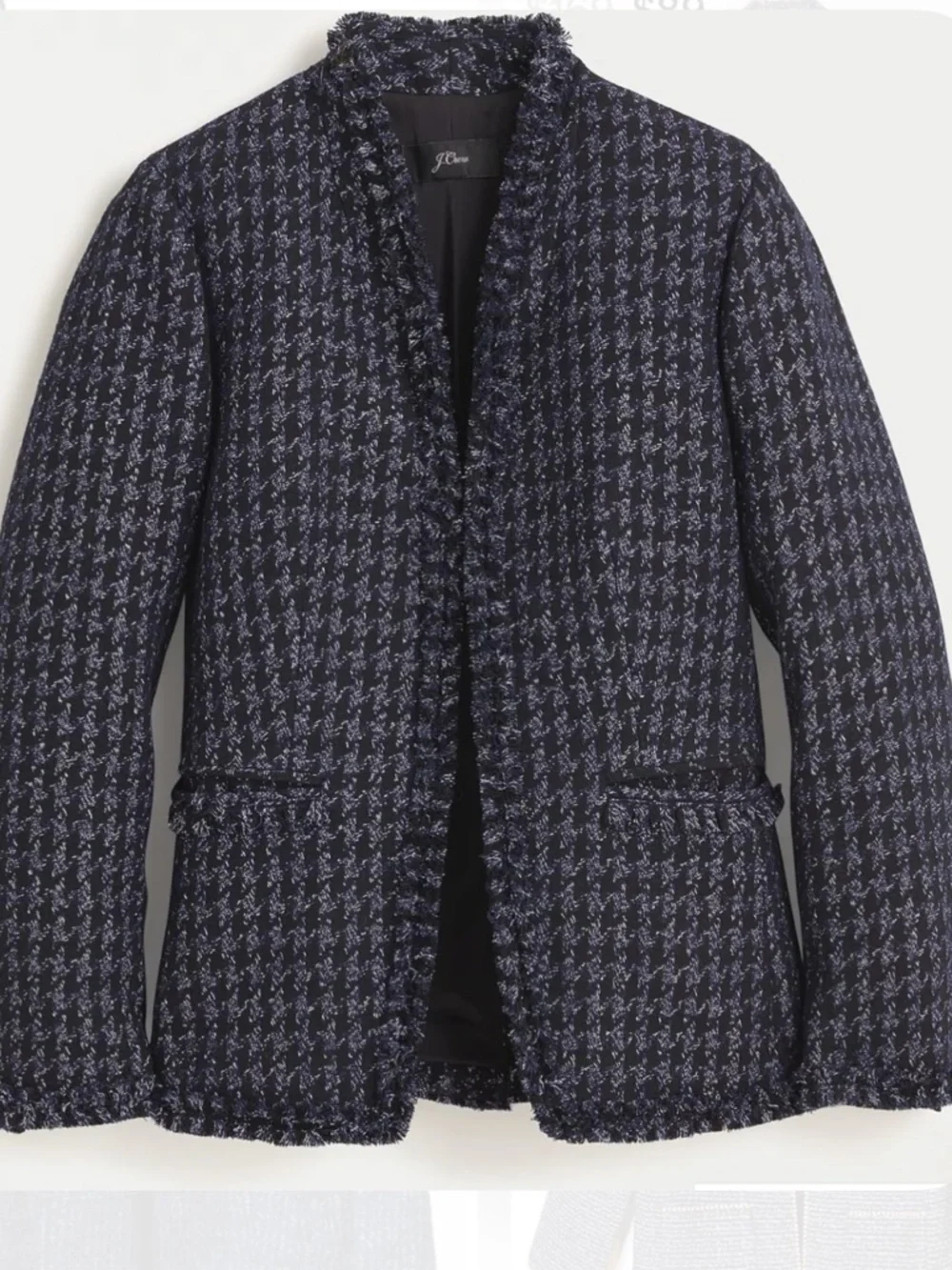 J. Crew Going-out Blazer In Metallic Midnight Houndstooth Print Navy Size 0 NWT